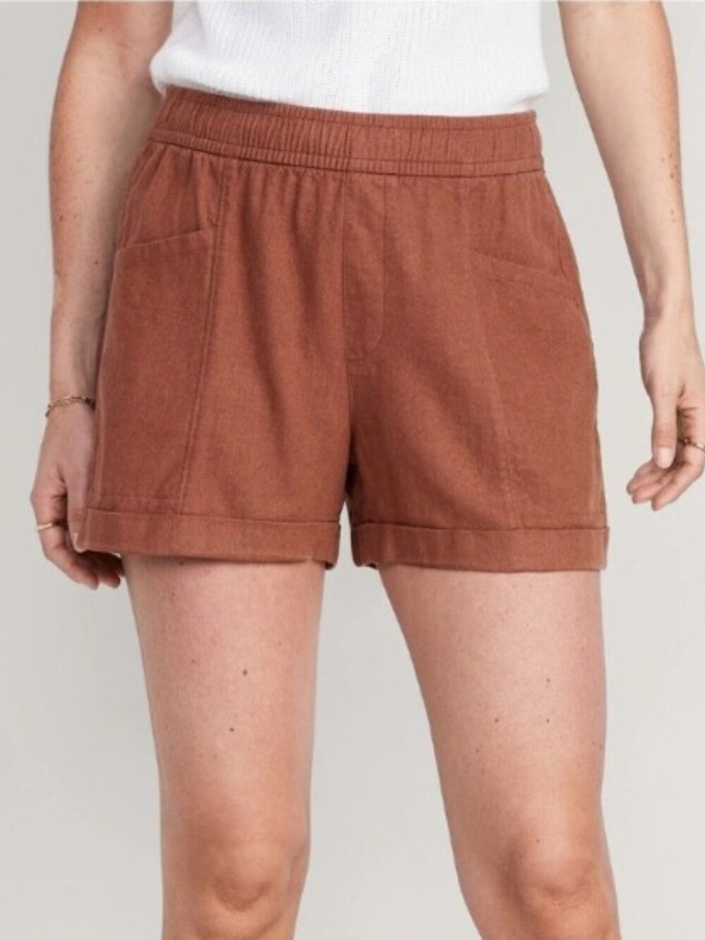 Old Navy Women's Brown Linen Blend Casual Shorts - Size Medium